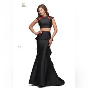 Lucci Lu Black Floral Embroidered Women's Dress